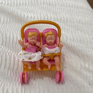 Charming Twin Baby Doll Stroller Set - Pink and Gold